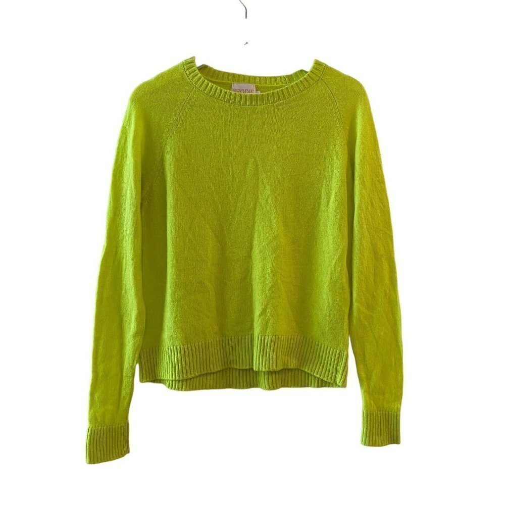 BRODIE Neon Yellow 100% Cashmere Pullover Sweater Jumper Women’s Size Medium